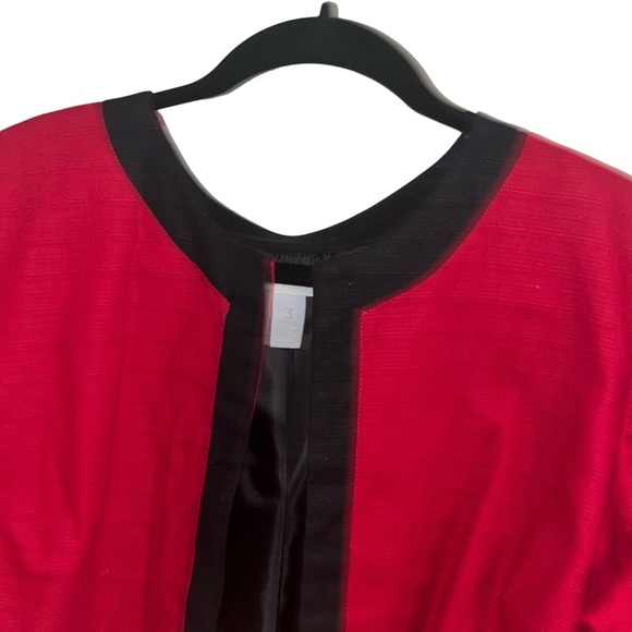 Chico’s Red & Black Open Front Jacket Blazer Size 3 (XL/16) Career Evening Wear - Picture 4 of 6